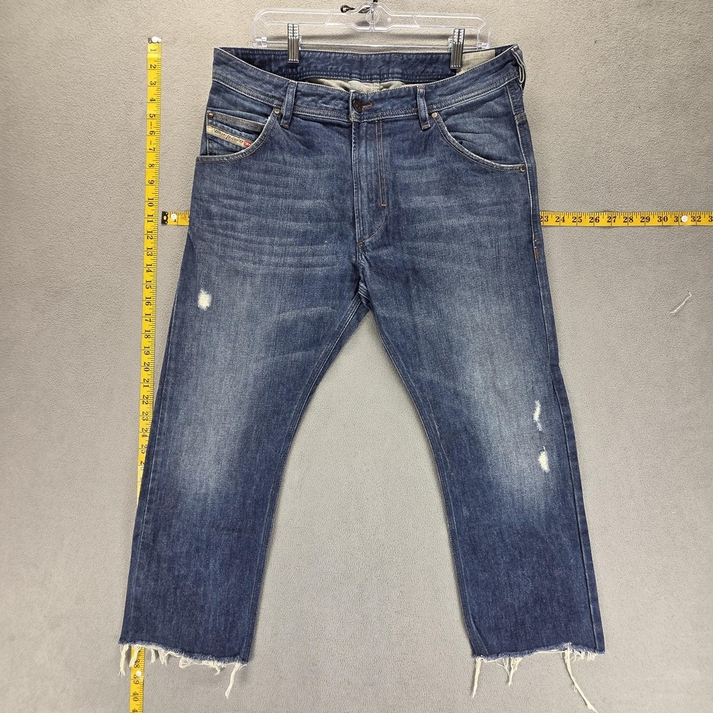 Diesel Jeans Mens Blue Krooley Regular Slim Carrot Altered Raw 0RP13 Fits 32x24